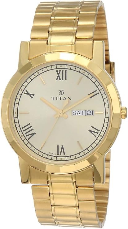 Titan Men's Dial Analogue Watch Gold, Gold, Classic
