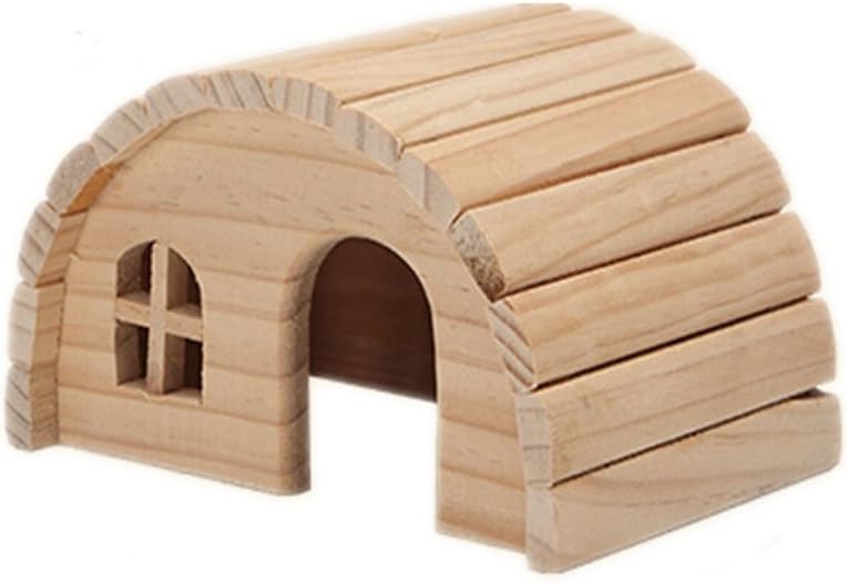 Emours Natural Chewable Hamster Hideout Wooden Hut, Small