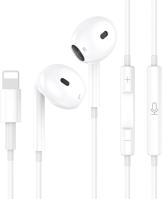 Wired Lightning Earbuds for iPhone, Stereo Headphones with Microphone
