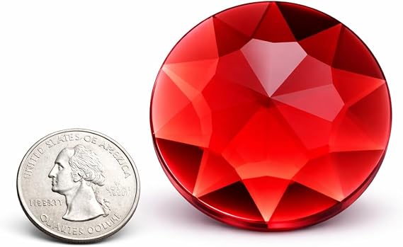 Allstarco 50mm (2") Large Red Ruby Round Flat Back Acrylic Gems, 4 PCS