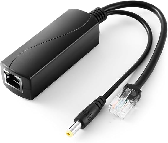 REVODATA Gigabit PoE Splitter 12V 2A Output with IEEE 802.3af/at Standard Compliant 10,100,1000Mbps 5.5x2.1mm DC Plug Cable POE Splitter Adapter for Security Camera CCTV Surveillance(PS5712TG)