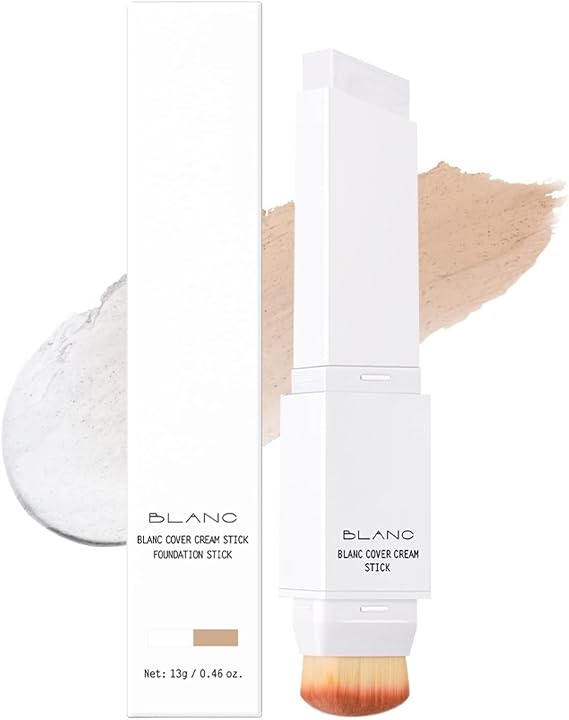 Color Changing Foundation Stick,Dual-Ended Full Coverage Foundation with Ultra-Fine Bristle Brush, Buildable Coverage with Collagen Complex, Suitable for All Skin Types (#3natural)