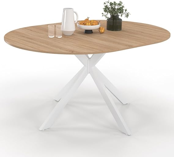 IDMarket - Dining Table Extendable Round ALIX 6-8 people spider foot Wood and White 110-150cm