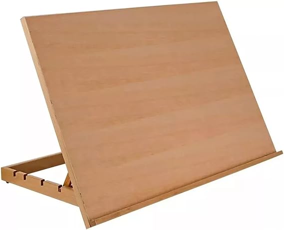 Adjustable Drawing Board Natural Wooden Table Easel Workstation for Art & Craft Portable Outdoor Sketching Board Artist Desktop Watercolor Painting Art Supplies (42 cm)