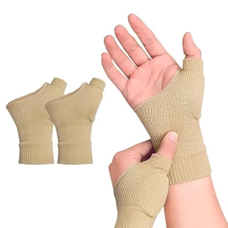Wrist Supports,Hand Brace 1Pair Wrist Thumb Compression Arthritis Gloves, Breathable Wrist Support Brace Wrist Sleeve With Gel Thumb Injury Pads(Skin,L)