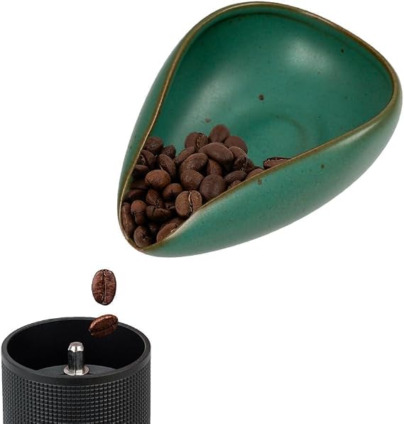 watchget Ceramic Coffee Dosing Cup & Tea Storage Tray, Dark Greenn