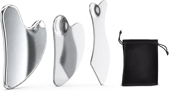 3 Pcs Stainless Steel Gua Sha Tool Set for Face Neck Body