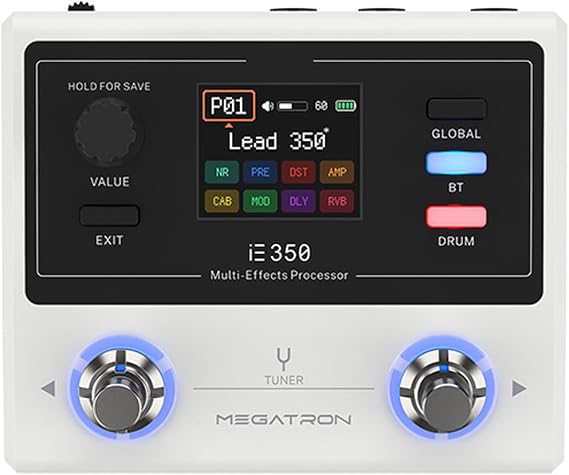 Btuty Guitar Multi Effects Pedal with 1.7 Inch Color Screen 24bit 44.1kHz Sound Processing BT 5.0 Built-in Drum Machine Portable Effects Processor for Guitarists