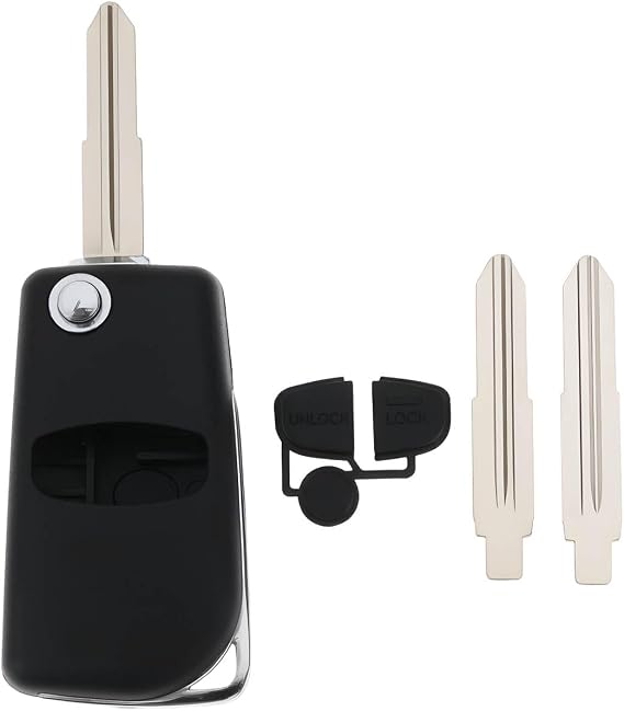 EMSea 1 Set Double-Button Folding Remote Key Shell with Left/Right Key Blades Compatible with Mitsubishi Car Keys