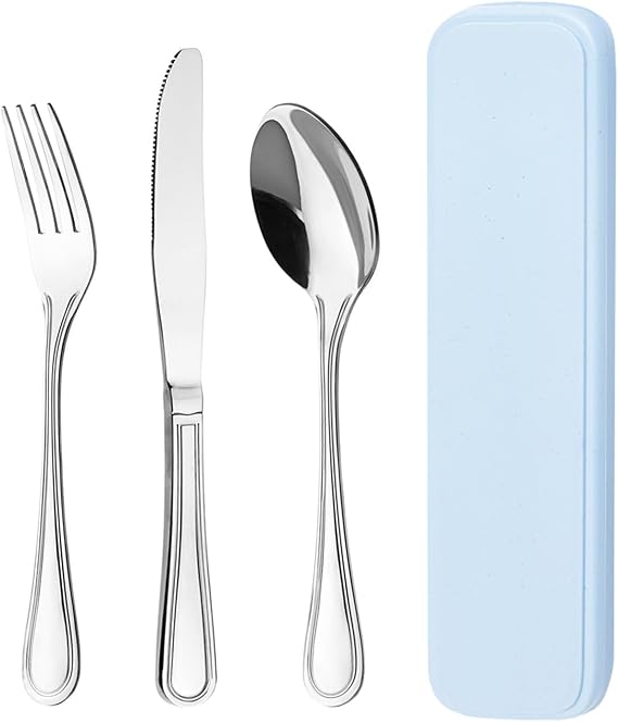 OTTO KONING Frankfurt - Cubiertos Camping con Estuche, 3 Piezas, Plateado