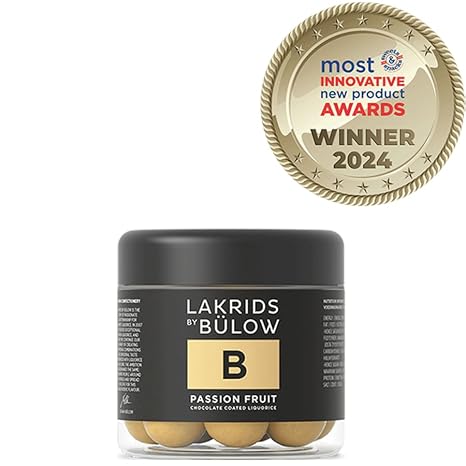 LAKRIDS BY BÜLOW - B - Passion Fruit - Danish Gourmet Liquorice Balls - Sweet Liquorice Core Wrapped in White Chocolate & Passion Fruit