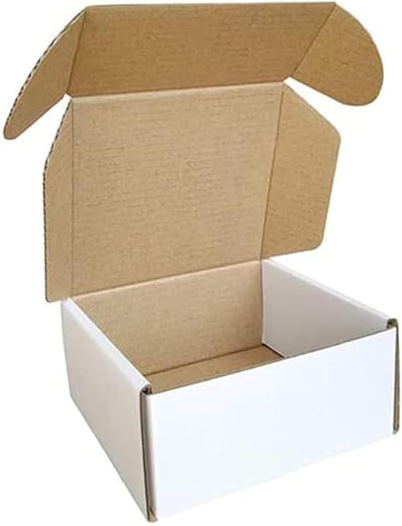 50 Pack 10x10x5cm (4x4x2'') Small Corrugated Cardboard Postal Boxes White for Shipping Mailing Packaging Royal Mail Small Parcel