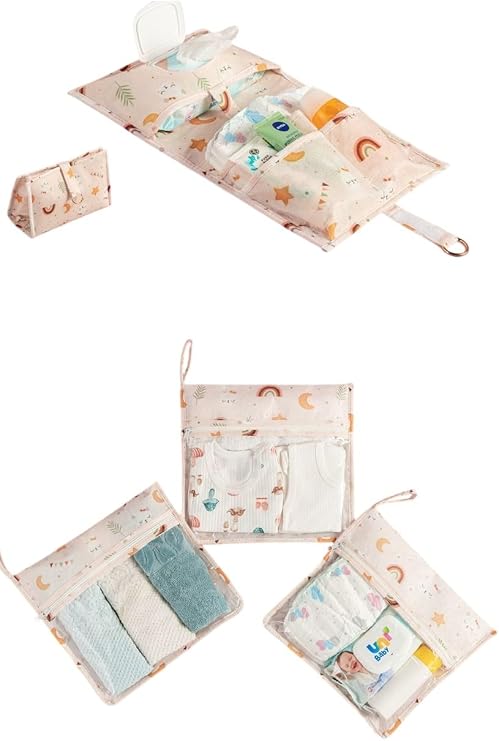 Meleni Baby 4'lü Yeni Doğan Hastane Organizer Set - Bebek Alt Bakım Çantası - Fermuarlı Şeffaf Valiz Düzenleyici