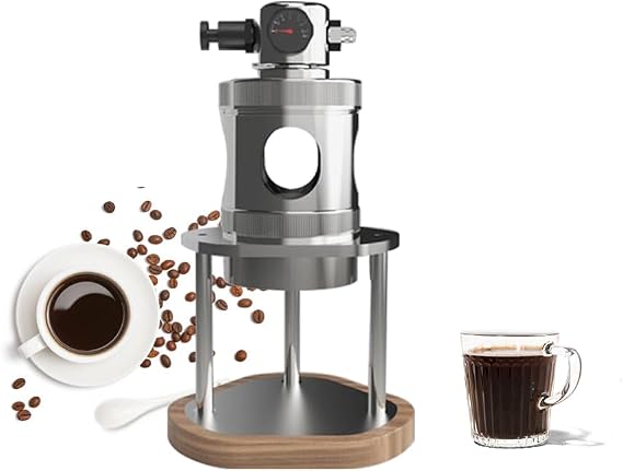 Portable Pneumatic Coffee Machine, Manual Air Pressure Espresso Maker, Compact for Camping Travel & Home Use, with Pressure Gauge, 58mm/51mm Portafilter (51mm Portafilter)