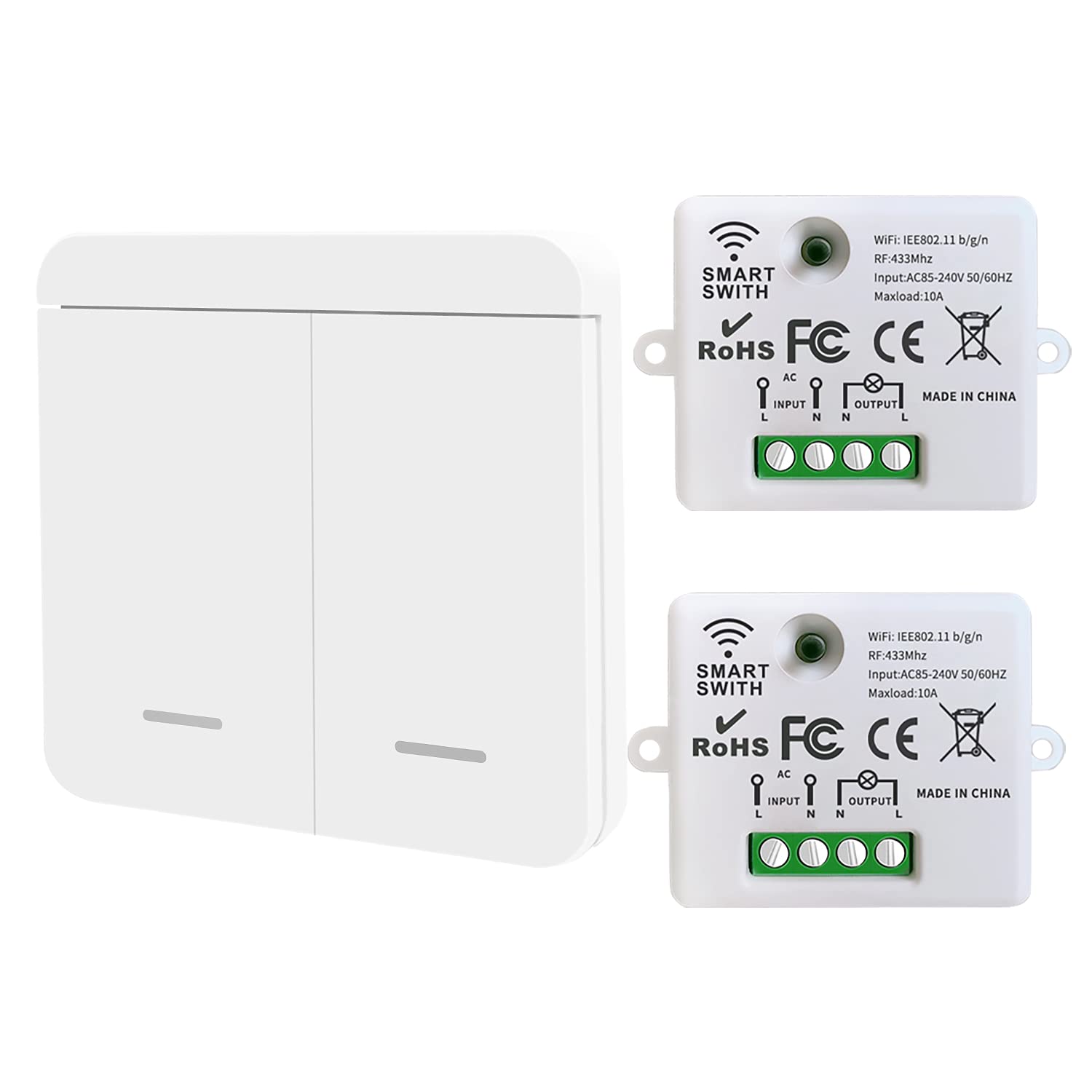 DieseRC Mini Wireless WiFi Switch, 2500W 10A RF Relay Remote Control Reciever, Smart Control by Phone Via Tuya APP, Compatible with Alexa/Google Home