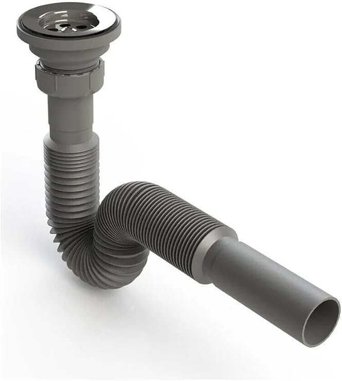 Metal Mouth Bellows Sink Kitchen Siphon Sink Drain Pipe 1. Quality Grey