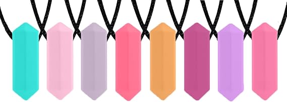 Crayon Sensory Necklace 8 Pieces - Textured Silicone Chew Necklace