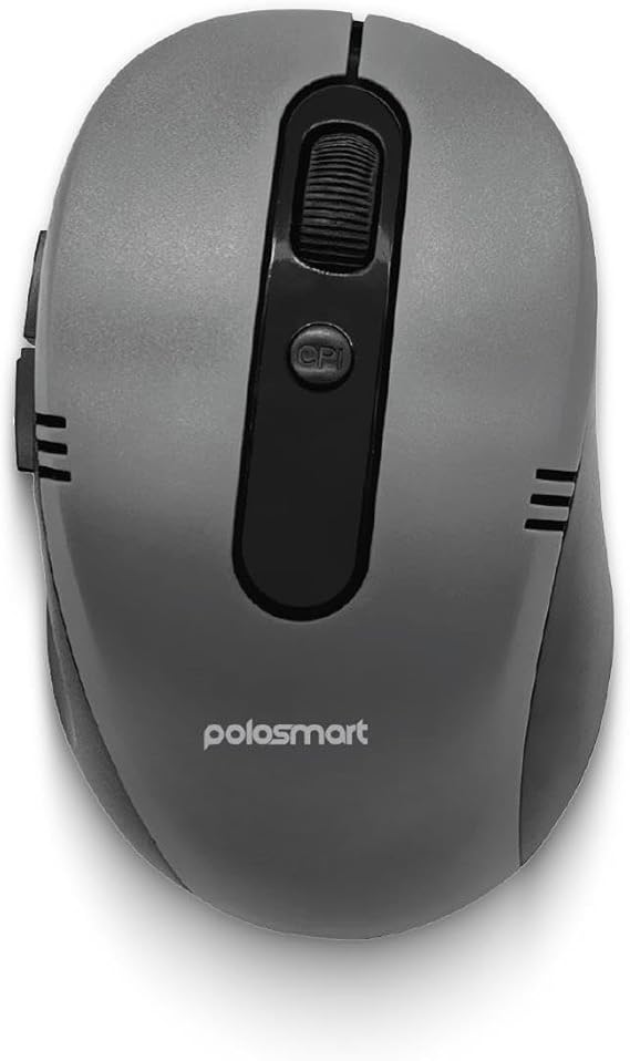 Polosmart PSWM21 Ergonomik Pilli Kablosuz Optik 6 Tuşlu 1600 DPI Mouse Gri