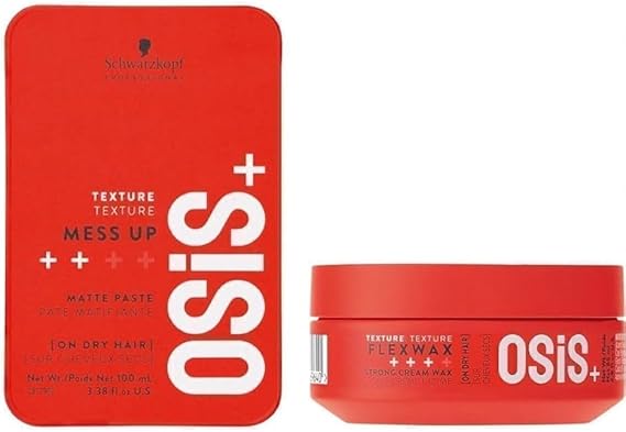 OSiS+ Mess Up Mat Şekillendirici Macun 100Ml + Flexwax Ultra Güçlü Doku Veren Krem Wax 85Ml, PKTMUMSMFUGDVKW