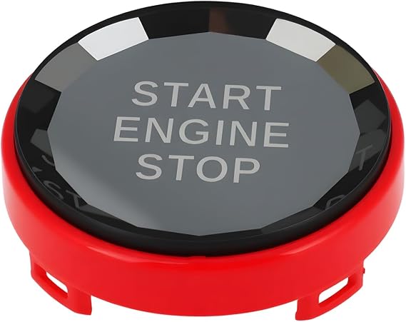 Crystal Red Motor Start Stop Switch Button Cover Trim Compatible with BMW E90 E91 E92 E93 E84 E70