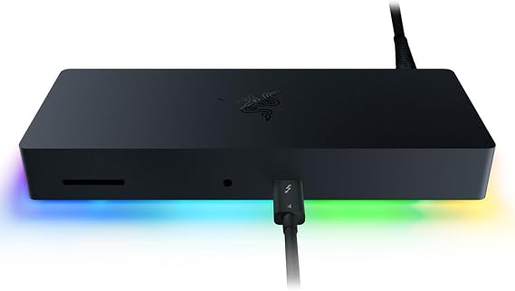 Razer Thunderbolt 4 Dock Chroma - Premium Hub with RGB Lighting for Windows and Mac (10 ports in one, output to two 4K monitors or one 8K monitor) Black