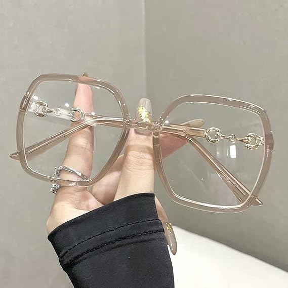 Oversized Reading Glasses Women, Extra Large Flat Light Mirror, Square Blue Light Blocking Reader, Anti Glare Eyewear (Color : Brown, Size : +1.50)