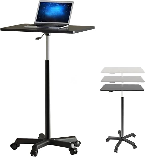 Elevating Desk, Standing Desk, With Casters, Stepless Rising, Computer Desk, Compact, High Table, Gas Pressure, Manual, One Touch, Rising Desk, Table Up/Down Desk, PC Desk, Elevating Type, Stand Desk, Side Table, Bedside, Sofa, Bedroom Table, Stylish, Easy Assembly, Office, Conference Room, Bedroom