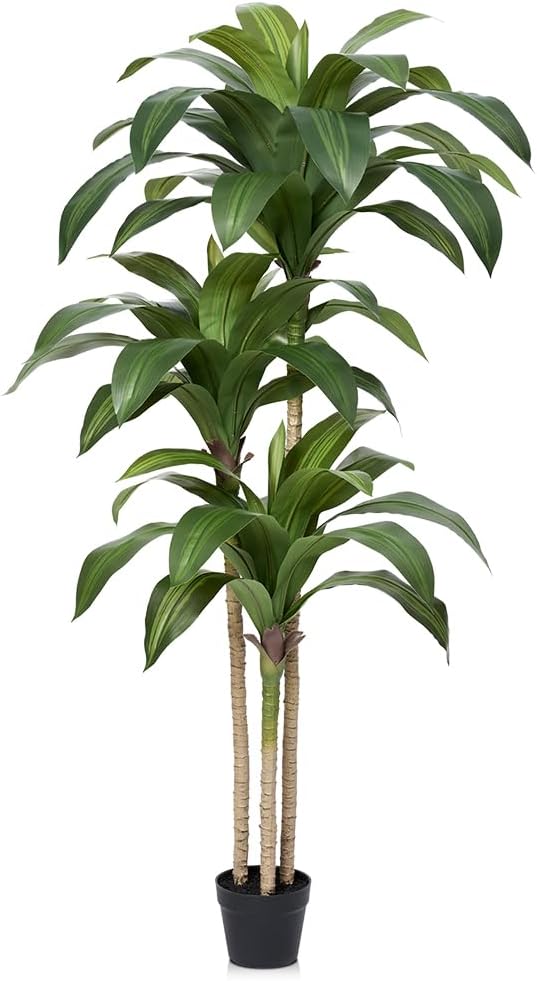 VeriNatural Artificial Dracaena Tree 150cm, Faux Plant with Pot