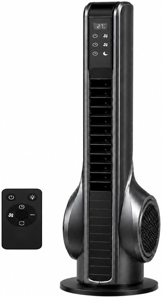 Turbo Akıllı Fan 70W Uzaktan Kumandalı Kule Vantilatör, Aromaterapi Özellikli, Dokunmatik LED Ekranlı, 3 Hız Kademeli, 3 Modlu, 12 Saat Zamanlayıcılı, Sessiz Çalışma, Salınımlı Fan