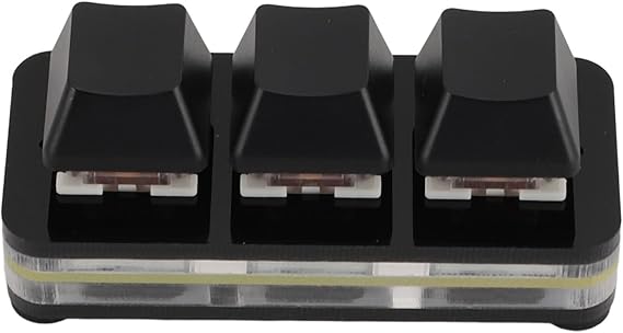Cuifati Mini 3-Key Programmable Macro Keyboard, RGB Backlit Mechanical Keypad with Red Switch, Type C Hot Swappable for Office Work & Gaming (Black)