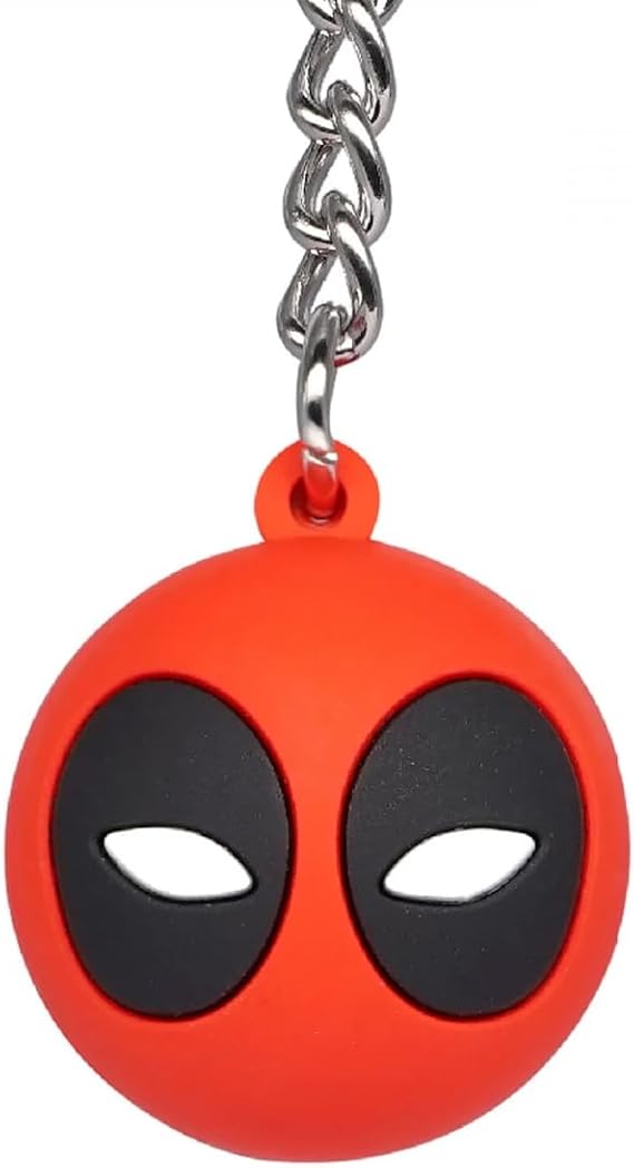 Marvel Deadpool Icon Ball Key Chain, Red, White, and Black, S