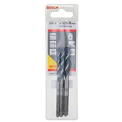 Bosch Professional Accessories Cyl/5 Serisi, Blue Granite Turbo Beton Matkap Ucu, 3'Lü 5/6/8 mm, Gri