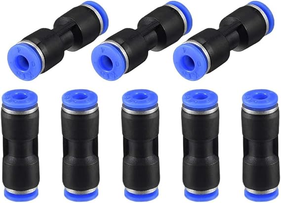 TA-VIGOR 4mm Push to Connect Fittings, 5/32" OD Air Line Quick Connectors, Straight Tube Fittings, Pneumatic Air Hose Connectors Kit, Plastic Push to Connect Air Fittings, 8Pcs