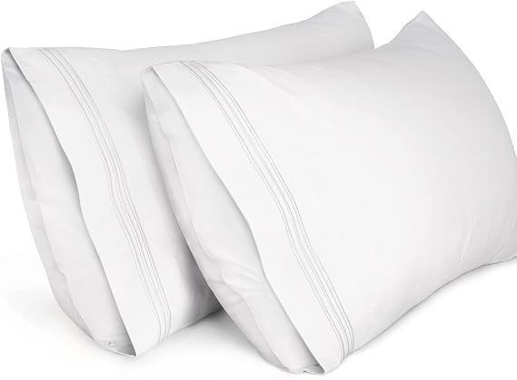 Lirex 2-Pack Pillowcases 1800 Thread Count, Soft Brushed Microfiber Pillowcases, Breathable Wrinkle Free and Machine Washable (50x70cm, White)
