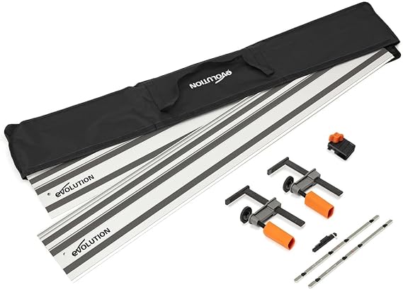 Evolution Power Tools ST2800-G2 Circular Saw Guide Rail / Track | Universal Fits Most Brands Makita, Bosch, Festool | 2.8m (2x 1400mm ) With Self-Aligning Connector Bars | Incl. End Stop Accessory