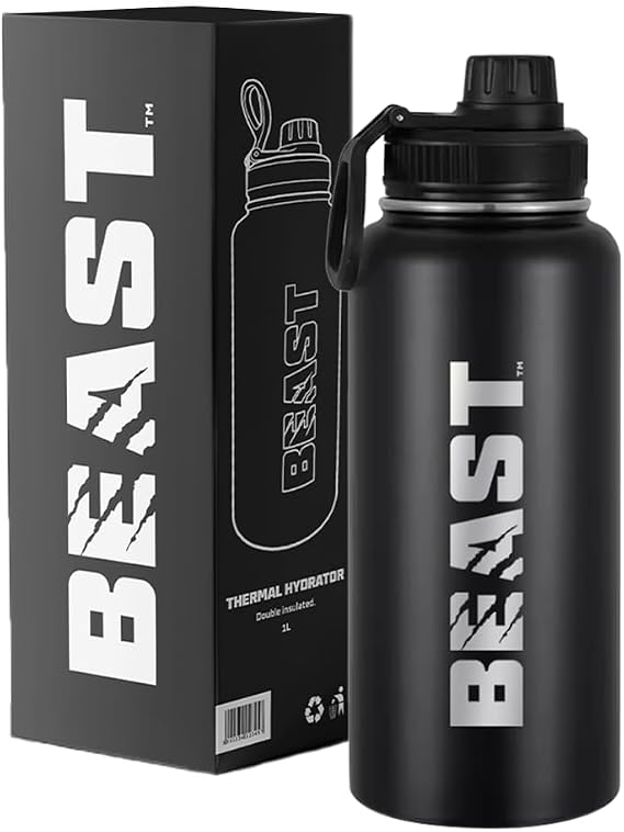 Beast Stainless Steel Metal Water Bottle 1l Large Insulated Flask Thermal