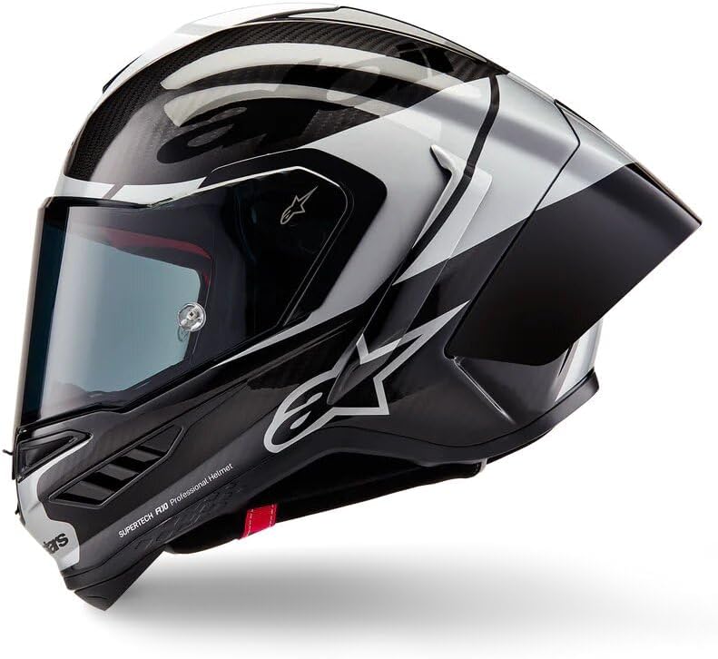 Super-Tech R10 Full Face Motorbike Helmet Lightweight Racing Motorcycle Helmet for Men with Carbon Shell Aerodynamic Design Advanced Ventilation DOT & ECE Certified - Black Silver
