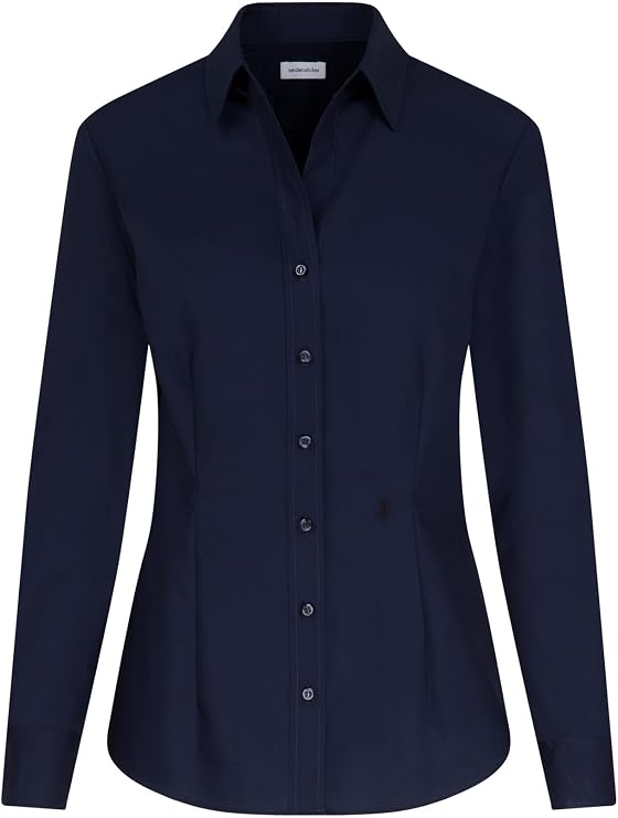 Seidensticker women's blouse - city blouse - easy to iron - shirt collar - slim fit - long sleeve - 100% cotton