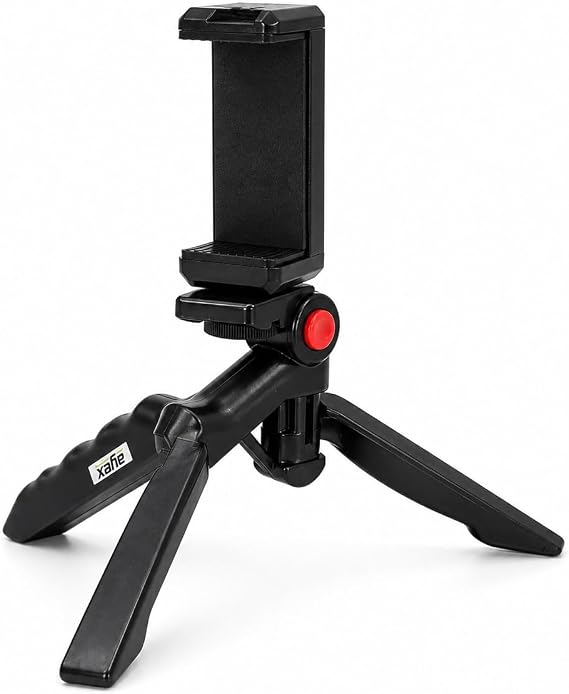 Ayex AX-MT10 Masaüstü Mini Tripod + Telefon Tutucu, 1/4” Vida Girişli, 120° Eğim Ayarlı Başlık, Katlanabilir Kompakt Tasarım, Aksiyon Kamera ve Telefon ile Uyumlu