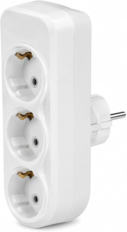 3lü Düz Golyat, Üçlü Topraklı Priz Duvar Tipi Çoklayıcı Fiş, A Kalite 1. Sınıf Malzeme, Beyaz renk, 16A 250 Volt, Max 3600 Watt