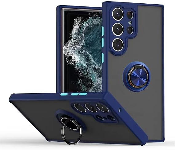 Coverzone Samsung Galaxy S24 Ultra ile uyumlu Kılıf Thunder Hux Yüzüklü Kapak Şık ve Dekoratif Model Stand Olabilen 360° Dönebilen Yüzük Aparatı ve Kamera Korumalı Yükseltilmiş Thunder Hux Kapak