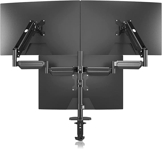 Pholiten Triple Screen Monitor Arm, PC Monitor Arm, LCD Display Arm, Gas Spring, Gas Pressure, Compatible with Web Conferencing, Compatible with 17-32 Inch Monitors, Load Capacity 2.2-22 lbs 1-10 kg