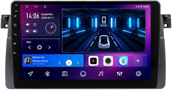 9 İnç Android Multimedya CarPlay Android Auto Navigasyon Kameralı 8GB RAM 128GB - BMW 3 Series E46 1999-2005 ile uyumlu