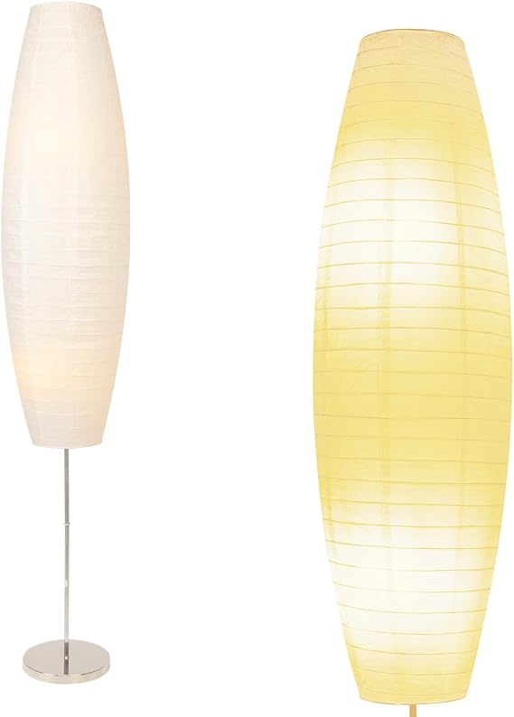 Paper Floor Lamp, Rice Paper Lamp for Living Room, Japanese Floor Lamp Rice Shade for Bedroom, Office& Living Room-Beige (Oval) [Energy Class A+]