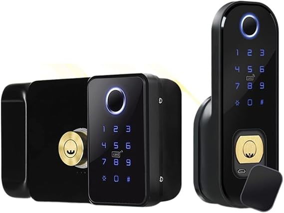 Waterproof Smart Lock For Gate Outdoor Keyless Electric Rim Double Sided Fingerprint Reader Lock With Ttlock App(Double side)
