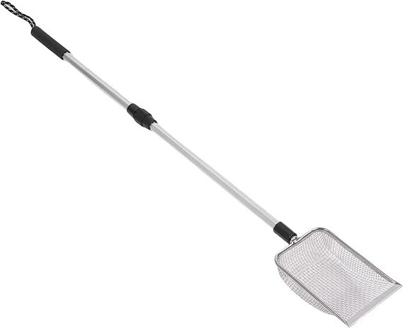 Litter Scoop, Extendable Long Handle Cat Litter Scoop, Adjustable Metal Pooper Scooper, Non-Stick Heavy Duty for Chicken Coops & Litter Boxes
