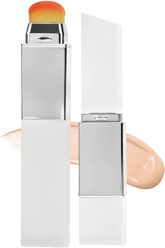 2-in-1 Color Changing Foundation Stick, Colour Changing Makeup with Brush for Natural Matte Finish Lightweight Hydrating foundation stick for All Skin Types Ideal Quick Touch-Ups Travel and Daily Use