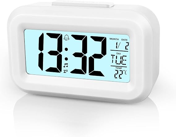 Vicloon Digital Alarm Clock, Bedside Clock, 12/24 Hour Alarm Clock with LCD Backlight, Smart Digital Alarm Clock for Bedroom, Office, Travel