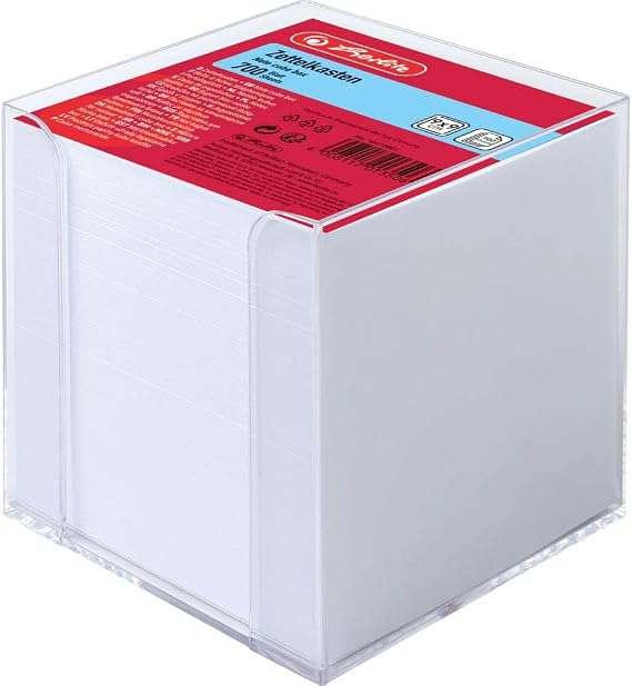 Herlitz 9x9x9cm Transparent Cube Note Box with White Sheets