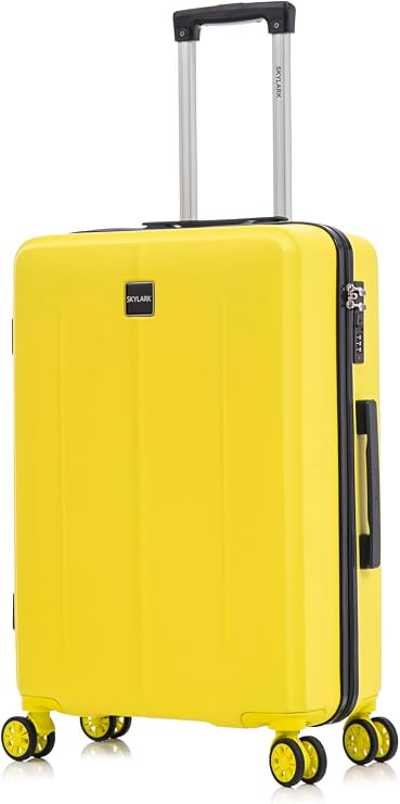 24" Medium Suitcase on 4 Dual Spinner Wheels Super Lightweight ABS Hard Shell Hold Check in with Built-in 3-Digit Combination Lock 66 Litre